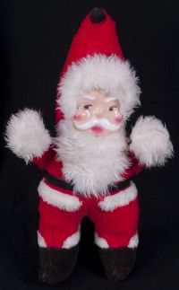 Santa Claus Plastic Face Christmas Stuffed Plush Vtg 60's